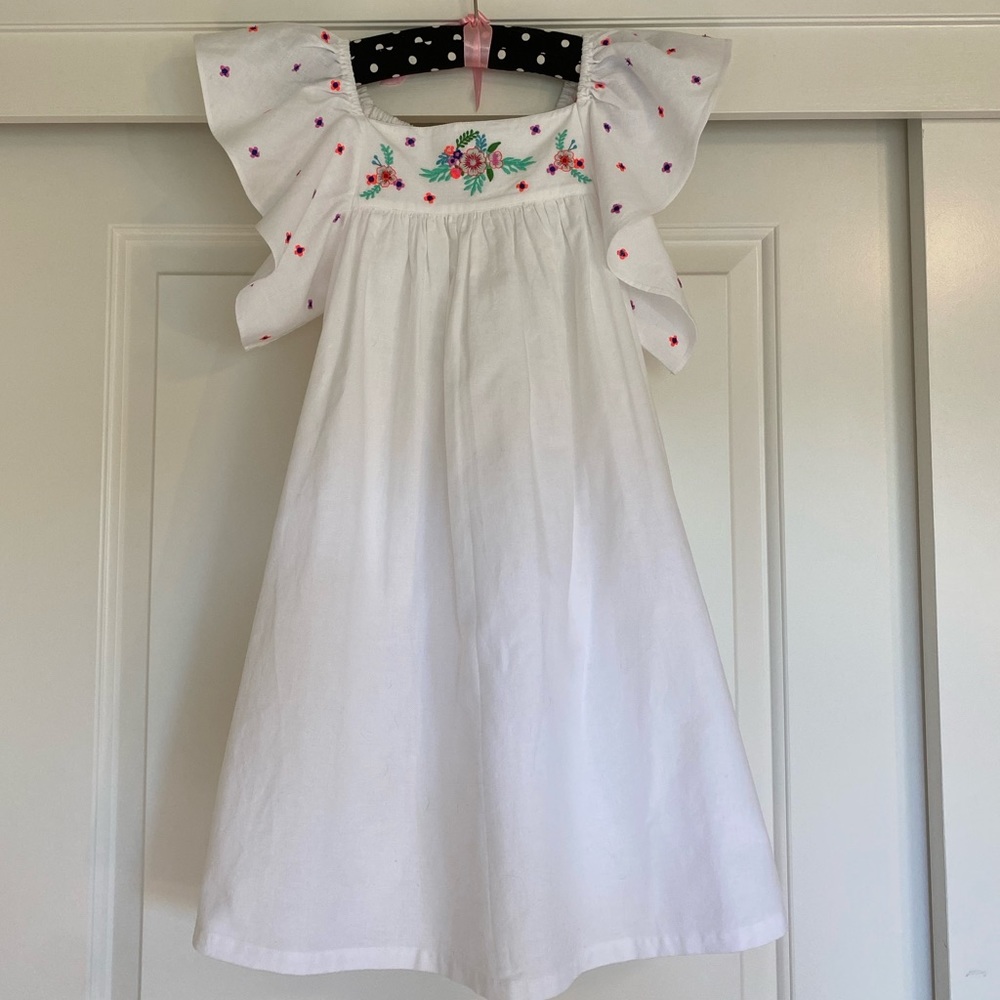 Girls linen embroidered dress